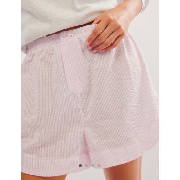 Free People Intimately Pink and White Cloud Nine Boxer Shorts, Size Small - Picture 3 of 11